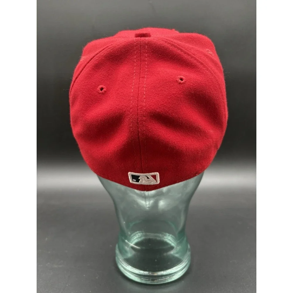 New Era Cleveland Indians MLB Hat Mens 7 1/2 Red Excellent Fitted Wool Cap